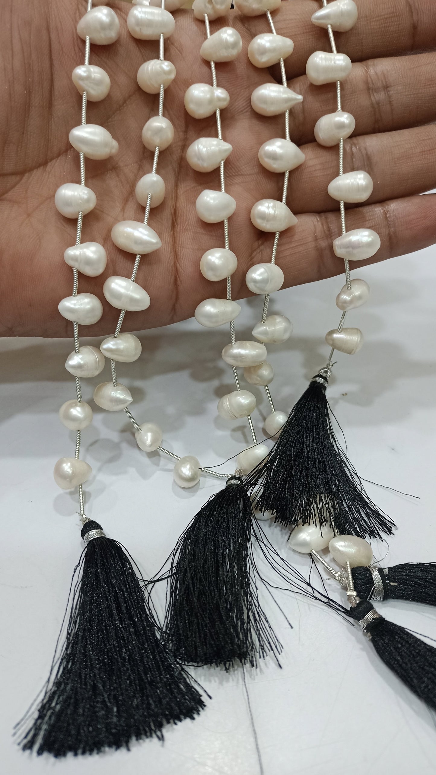 Natural Pearl 10 to 12mm Long Teardrop Beads Sold Per Strand 8 inches long Jewelry making Best Quality beads