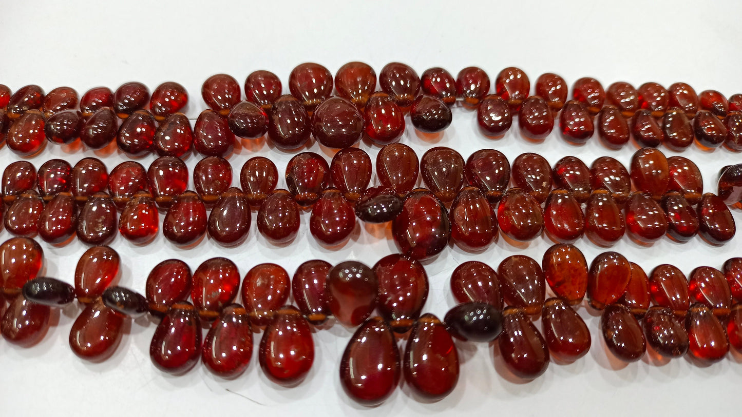 Natural Hessonite Garnet Birth Stone Pear heart Shape 4x6mm to 9x12mm Beads Sold Per strand 10 Inches Long