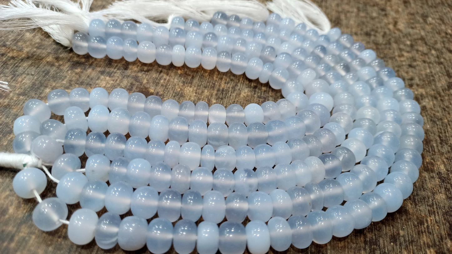 Natural Lavender chalcedony Rondelle Plain Smooth 9mm Beads sold Poer Strand 8 Inches Long Great Quality Beads