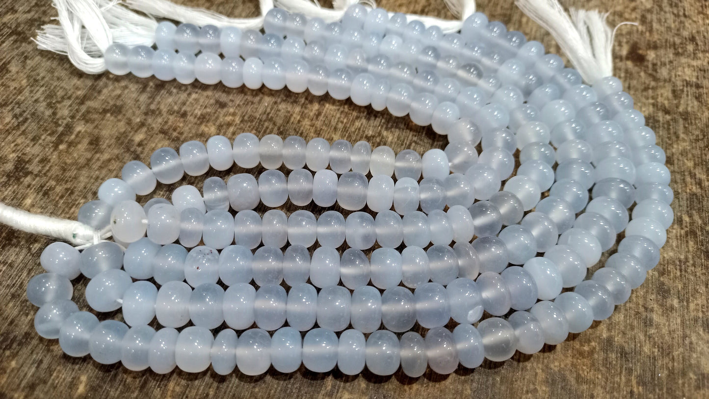 Natural Lavender chalcedony Rondelle Plain Smooth 9mm Beads sold Poer Strand 8 Inches Long Great Quality Beads