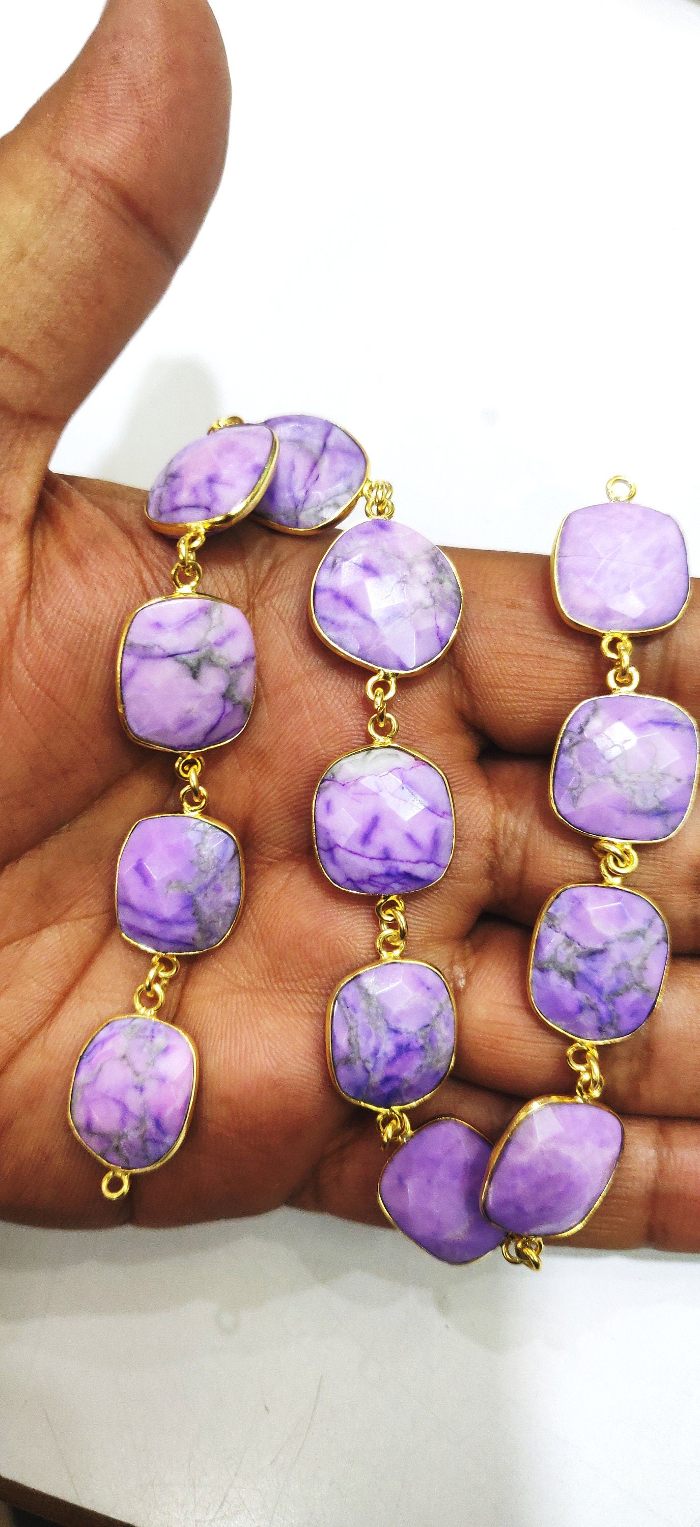 Natural Phosphosiderite briolette Free Shape 12 to 15mm Bezel Connector Chain Sold Per Foot Great Quality Chain Wholesale Rates