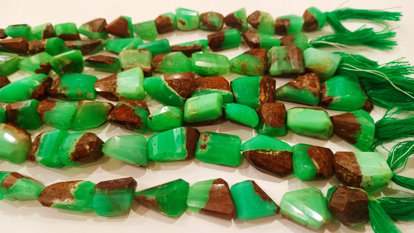 Natural Chrysoprase Nugget Shape Briolette Tumbled 12 to 20mm Beads Sold Per Strand 8 inches Long