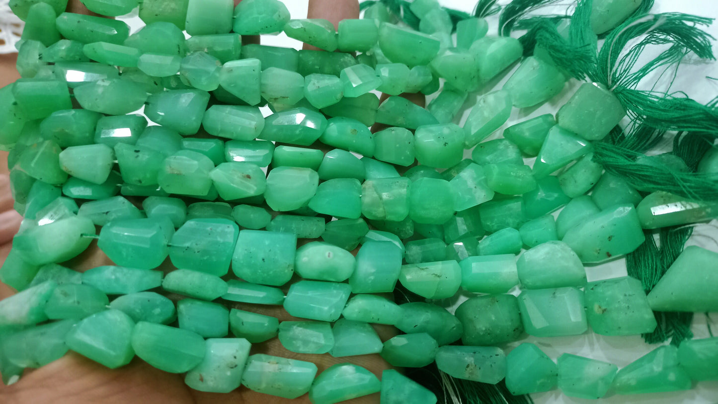 Natural Chrysoprase Nugget Shape Briolette Tumbled 12 to 20mm Beads Sold Per Strand 8 inches Long