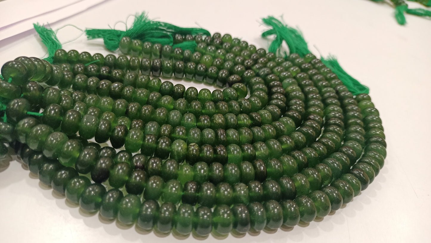 Natural Serpentine  Rondelle Plain smooth 8mm Beads Sold per strand 8 inches long Great Quality Beads