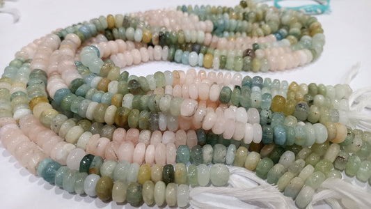 Natural Multi Aquamarine Rondelle Plain smooth 5 to 10mm Beads Sold per strand 7 inches long Choose the Size