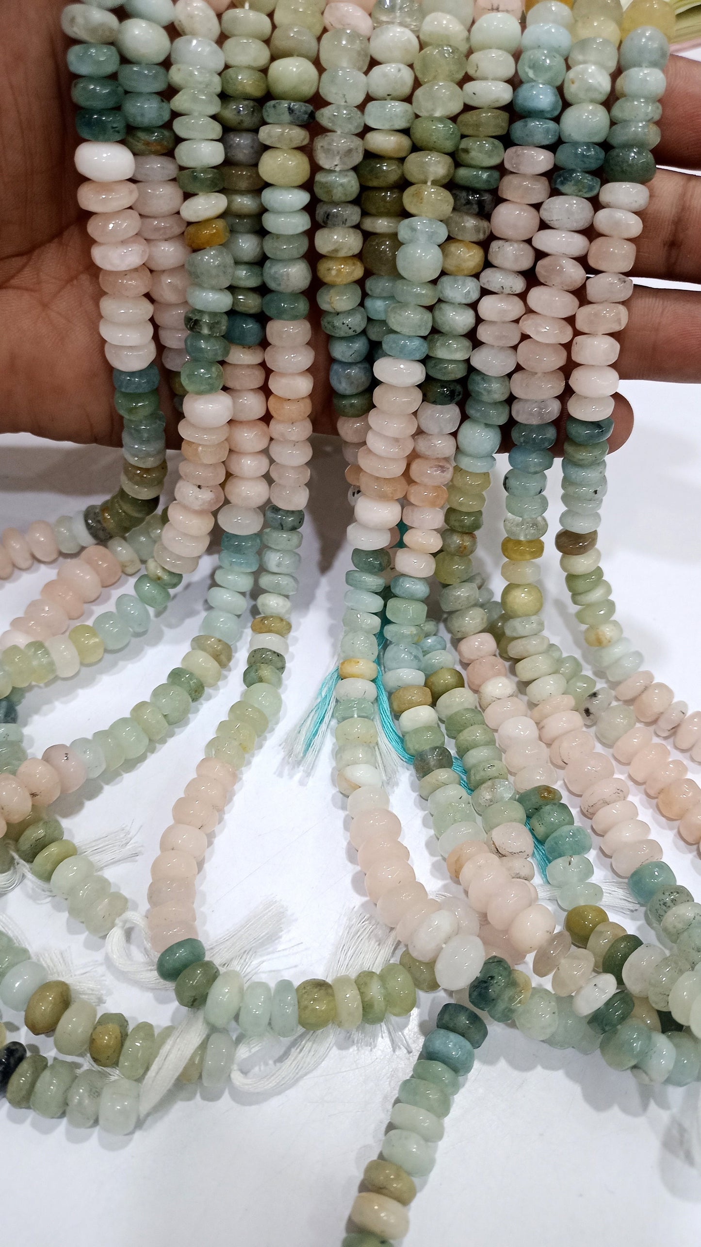 Natural Multi Aquamarine Rondelle Plain smooth 5 to 10mm Beads Sold per strand 7 inches long Choose the Size