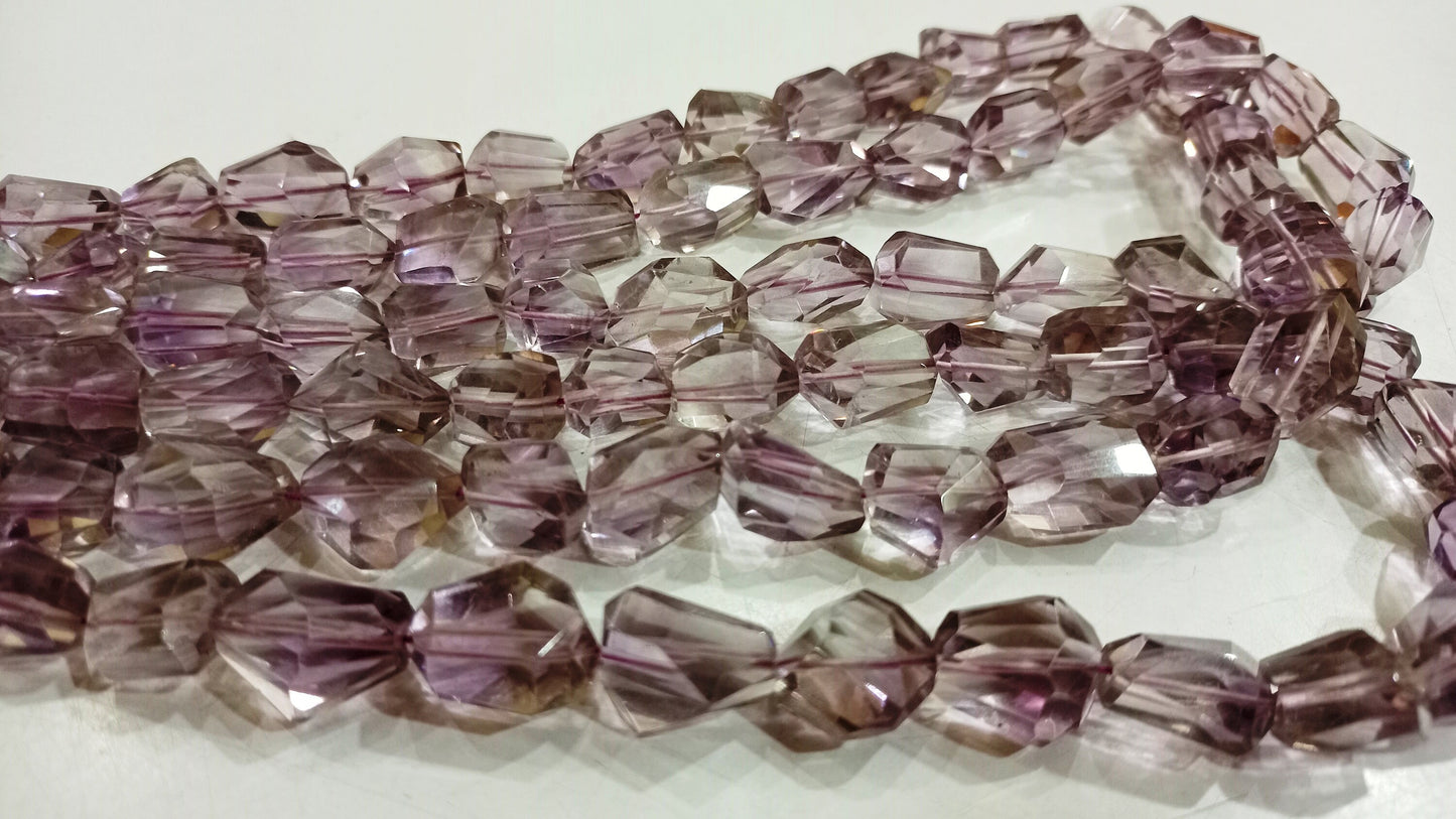 Natural Pink Amethyst Briolette Faceted laser Cut  Nugget Shape 10 to 15mm Tumbled Beads Sold Per Strand 8 inches long