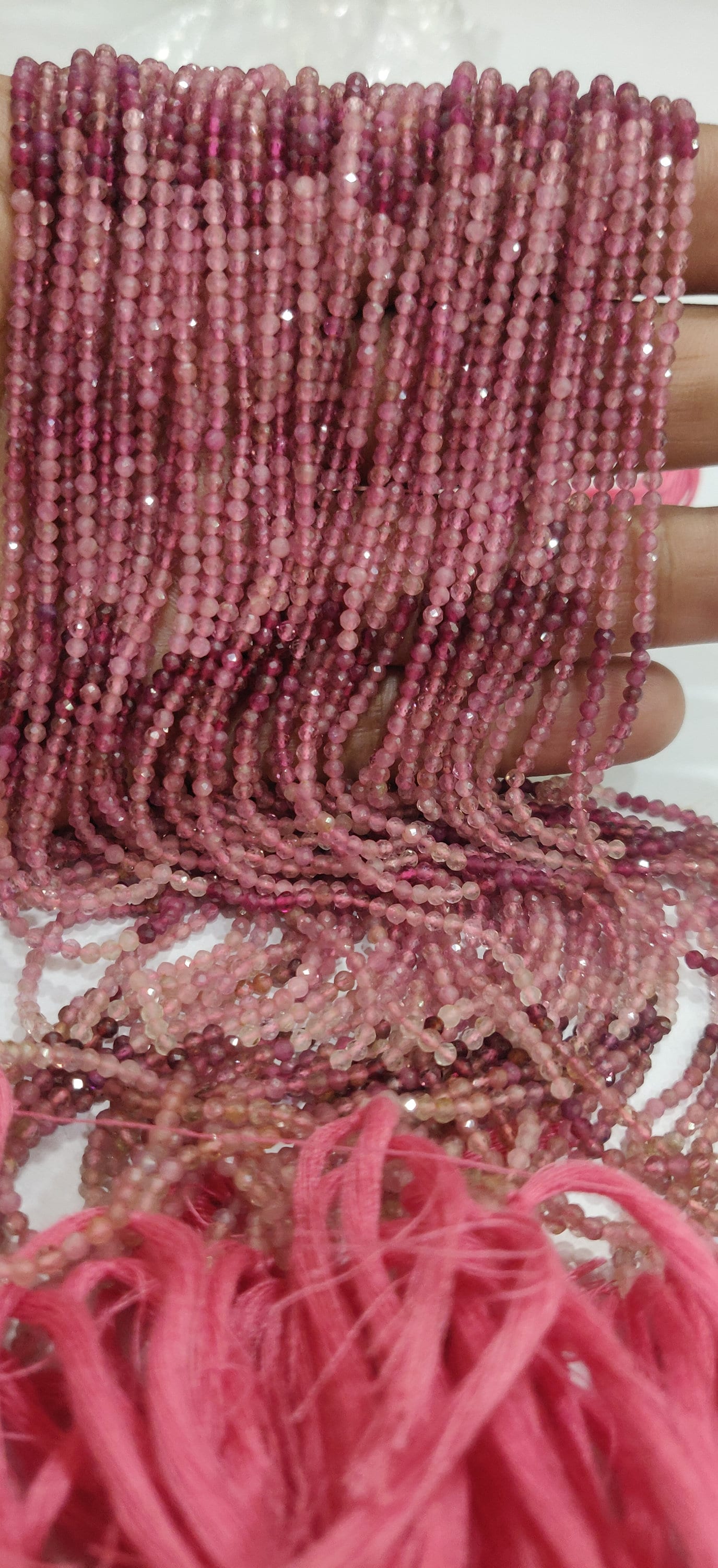 Natural Pink tourmaline Round Faceted Shaded Color 2.5 mm Beads Sold Per Strand 13 inches Long