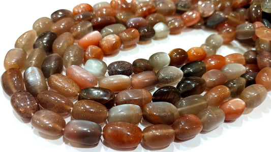 Natural Gold Schiller Moonstone Plain Smooth Tumbled Nugget 12 to 15mm Beads sold Per Strand 8 Inches Long