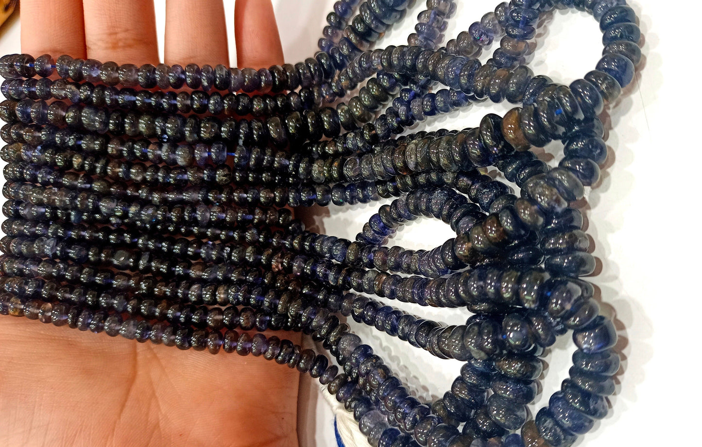 Natural Iolite Rondelle Plain Smooth 4 to 8 mm Graduated beads Sold per Strand 8 Inches long Good Quality Beads