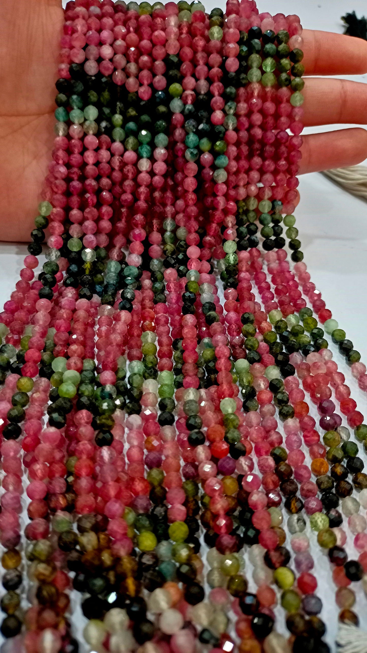 Natural Multi Tourmaline Round Faceted 4.5 -5mm beads sold Per Strand 13  inches long Best Quality Beads
