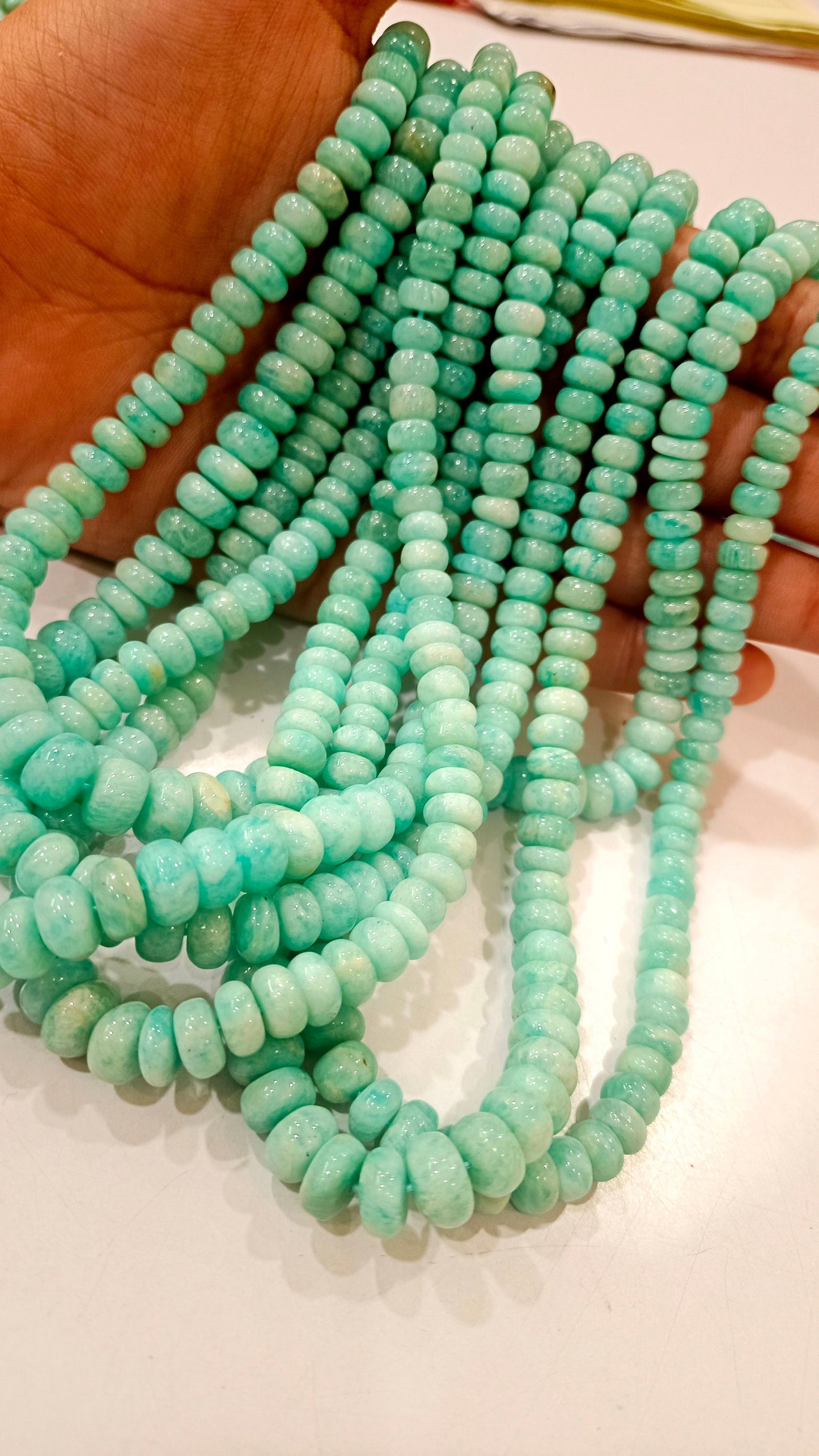 Natural Amazonite Rondelle Plain Smooth 5 to 8mm Beads Sold Per Strand 8 Inches long Great Quality Beads