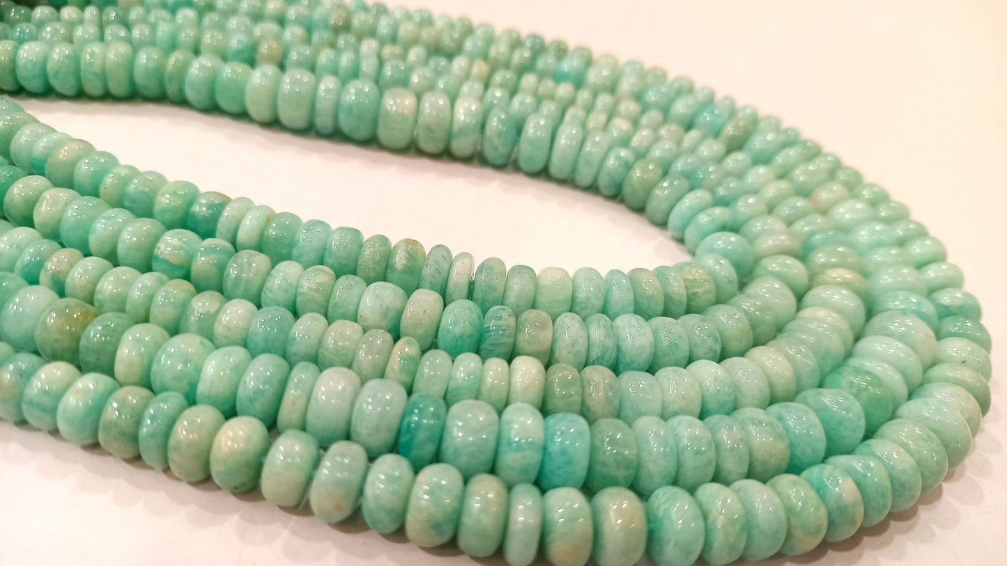 Natural Amazonite Rondelle Plain Smooth 5 to 8mm Beads Sold Per Strand 8 Inches long Great Quality Beads