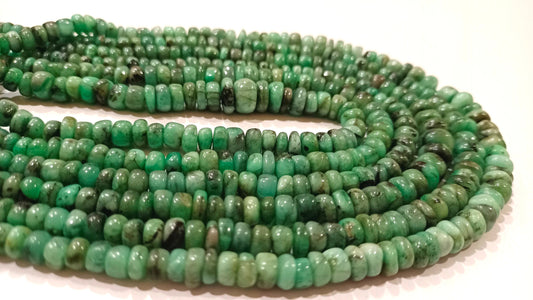 Natural Untreated Emerald Plain Smooth Rondelle 5 to 8mm Beads Sold Per Strand 8 Inches Long Best Quality Beads