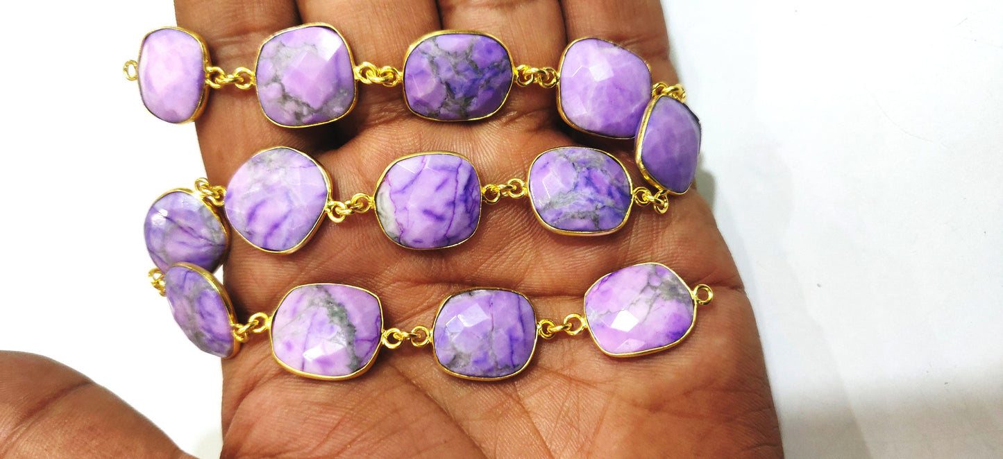 Natural Phosphosiderite briolette Free Shape 12 to 15mm Bezel Connector Chain Sold Per Foot Great Quality Chain Wholesale Rates