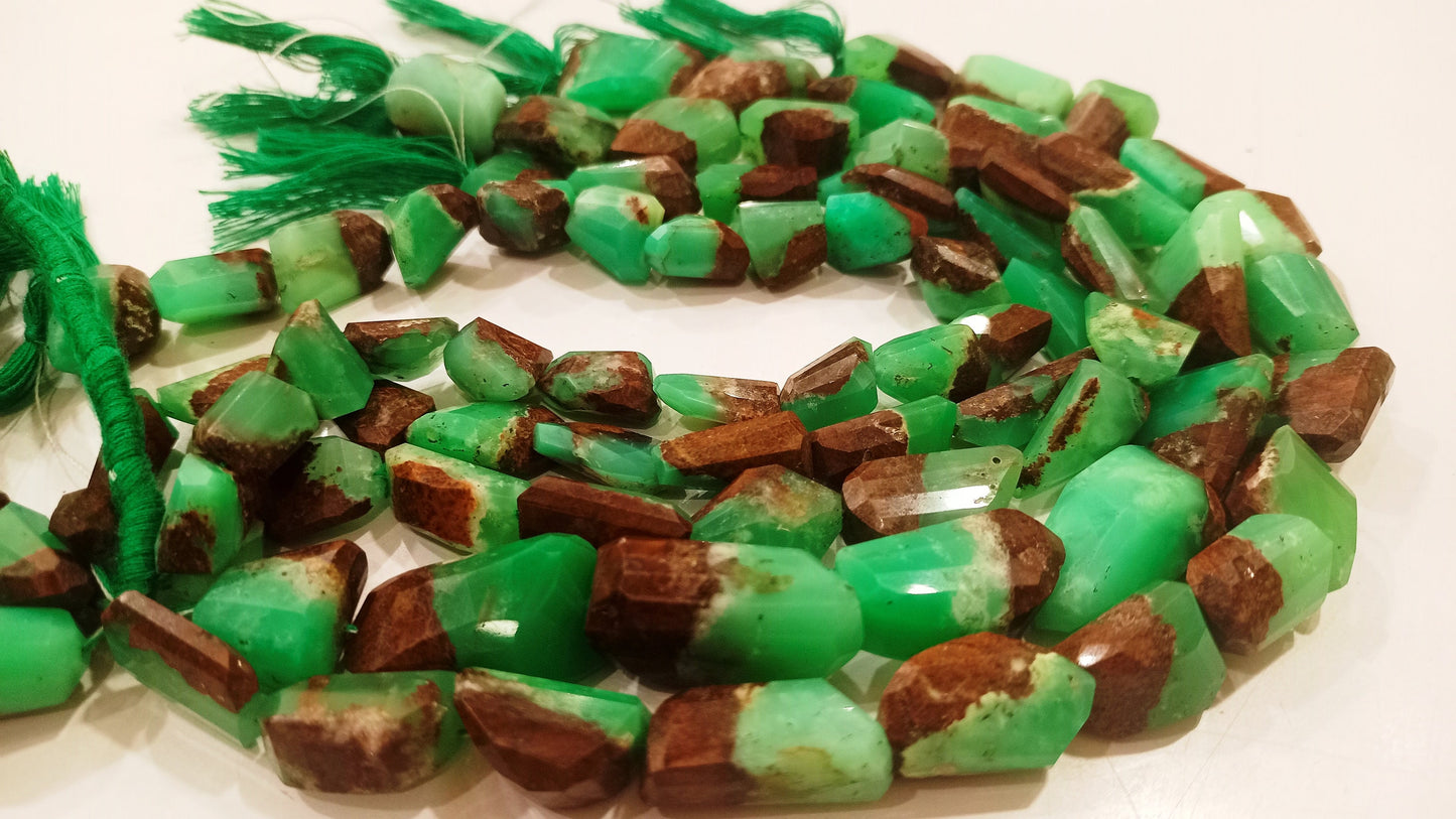 Natural Chrysoprase Nugget Shape Briolette Tumbled 12 to 20mm Beads Sold Per Strand 8 inches Long