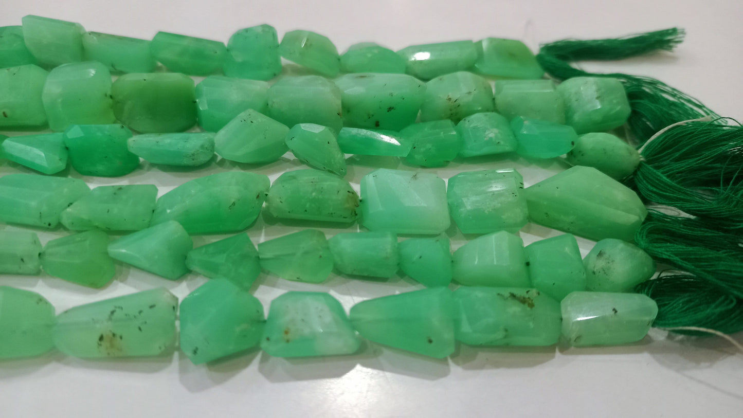 Natural Chrysoprase Nugget Shape Briolette Tumbled 12 to 20mm Beads Sold Per Strand 8 inches Long