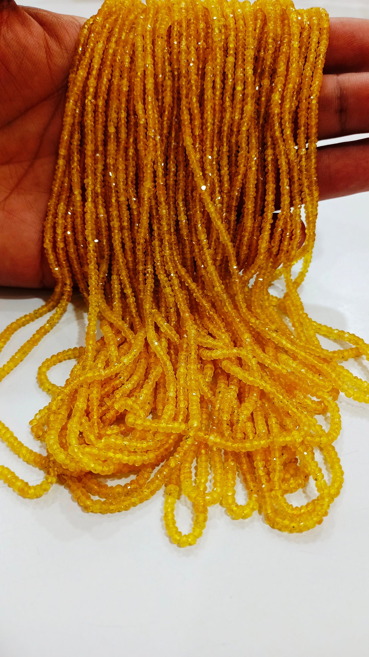 Natural Yellow Sapphire Rondelle Faceted 3mm Beads Songia Sapphire Sold per Strand 8 inches Long