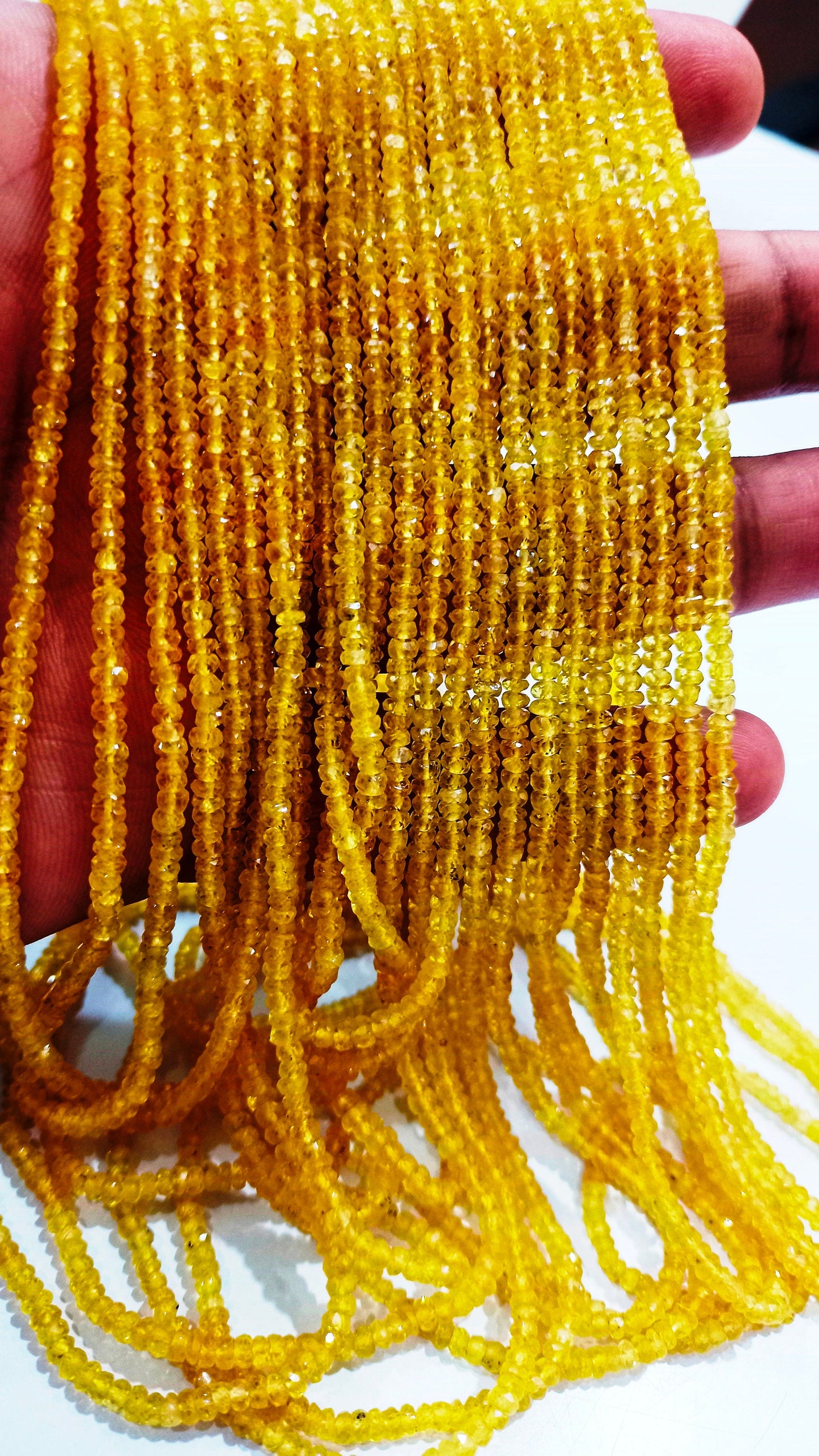 Natural Yellow Sapphire Rondelle Faceted 3mm Beads Songia Sapphire Sold per Strand 8 inches Long
