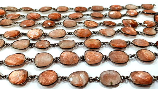 Golden Sandstone Briolette Free Shape 12 to 15mm Bezel Connector sold Per foot Great Quality Chain