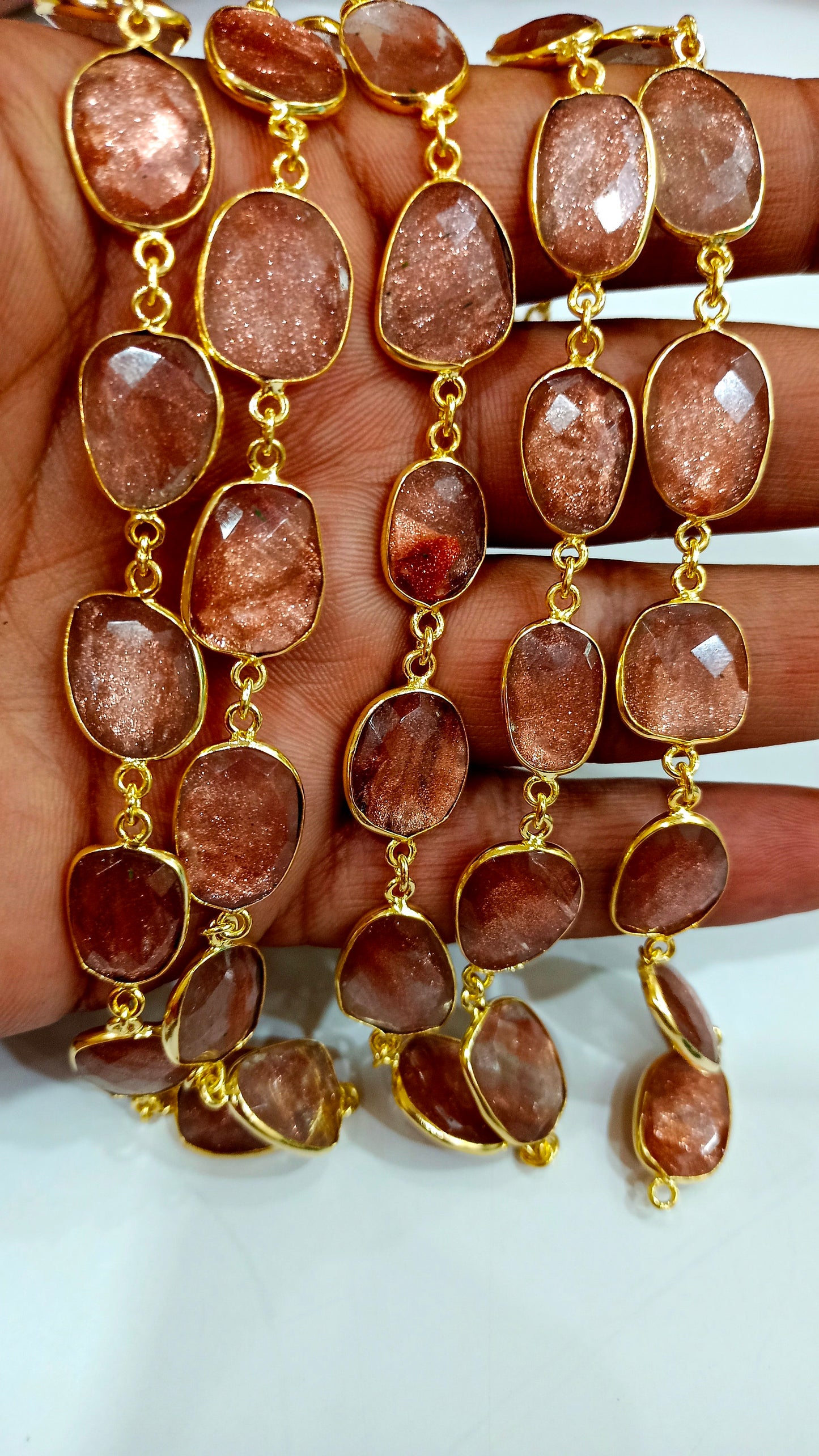 Golden Sandstone Briolette Free Shape 12 to 15mm Bezel Connector sold Per foot Great Quality Chain