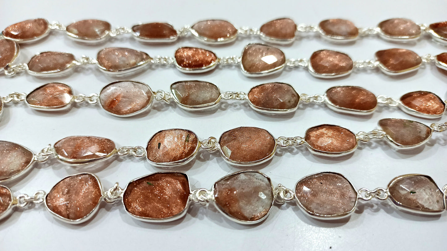 Golden Sandstone Briolette Free Shape 12 to 15mm Bezel Connector sold Per foot Great Quality Chain