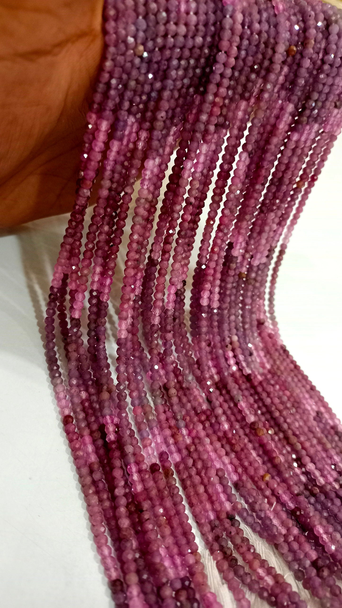 Natural Pink Sapphire Shaded Round 3mm Beads Sold Per Strand 13 inches Long Great Quality Jewelry making Beads
