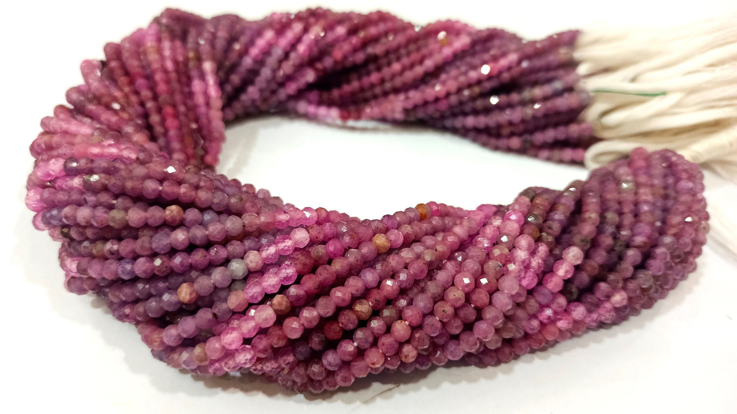 Natural Pink Sapphire Shaded Round 3mm Beads Sold Per Strand 13 inches Long Great Quality Jewelry making Beads