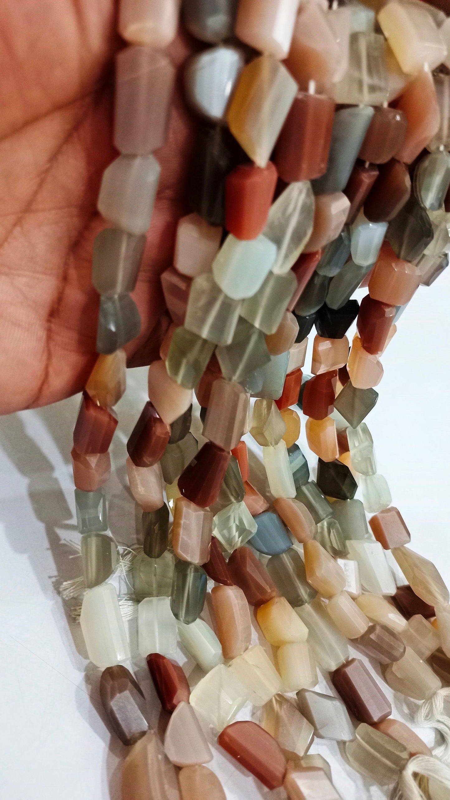 Natural Multi Moonstone Nugget Shape Faceted 10 to 15mm Tumbled Beads Sold Per Strand 8 Inches Long
