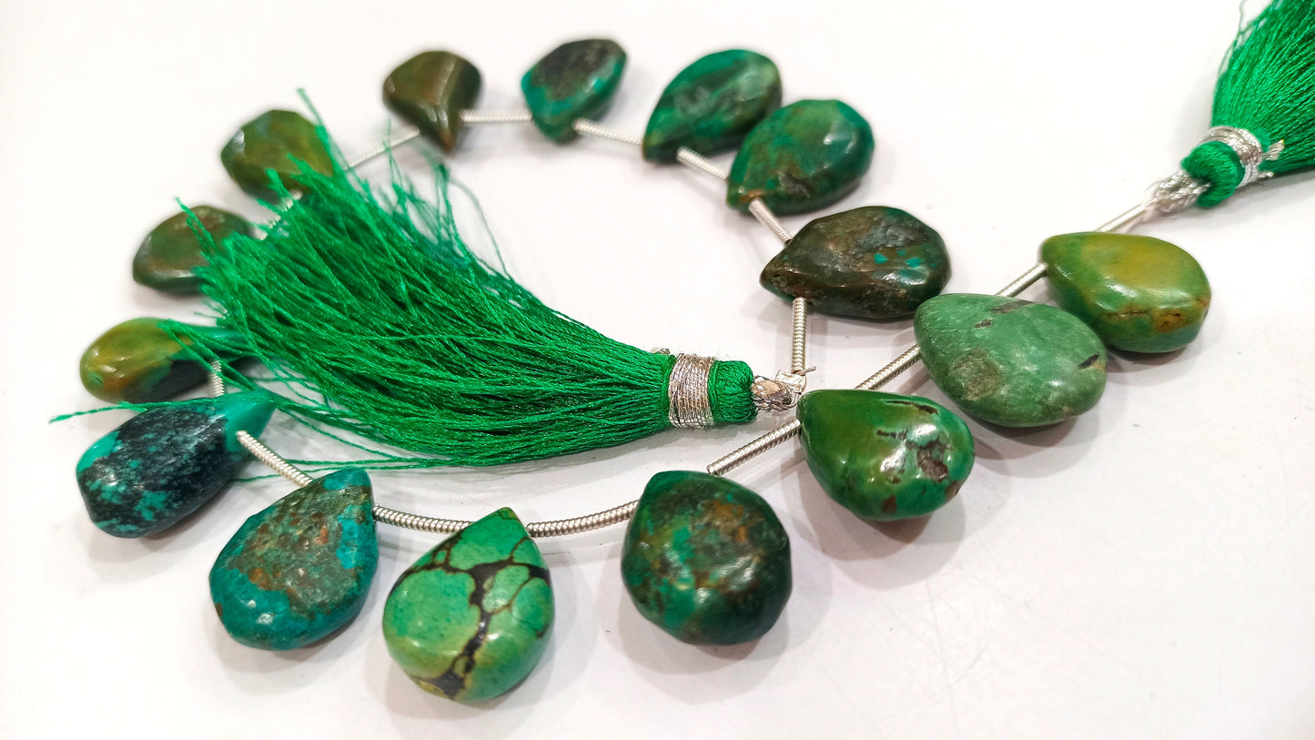 Natural Tibetan Turquoise Pear Heart Shape Plain  smooth 15 to 18 mm Beads Sold Per strand 8 inches long Best quality beads