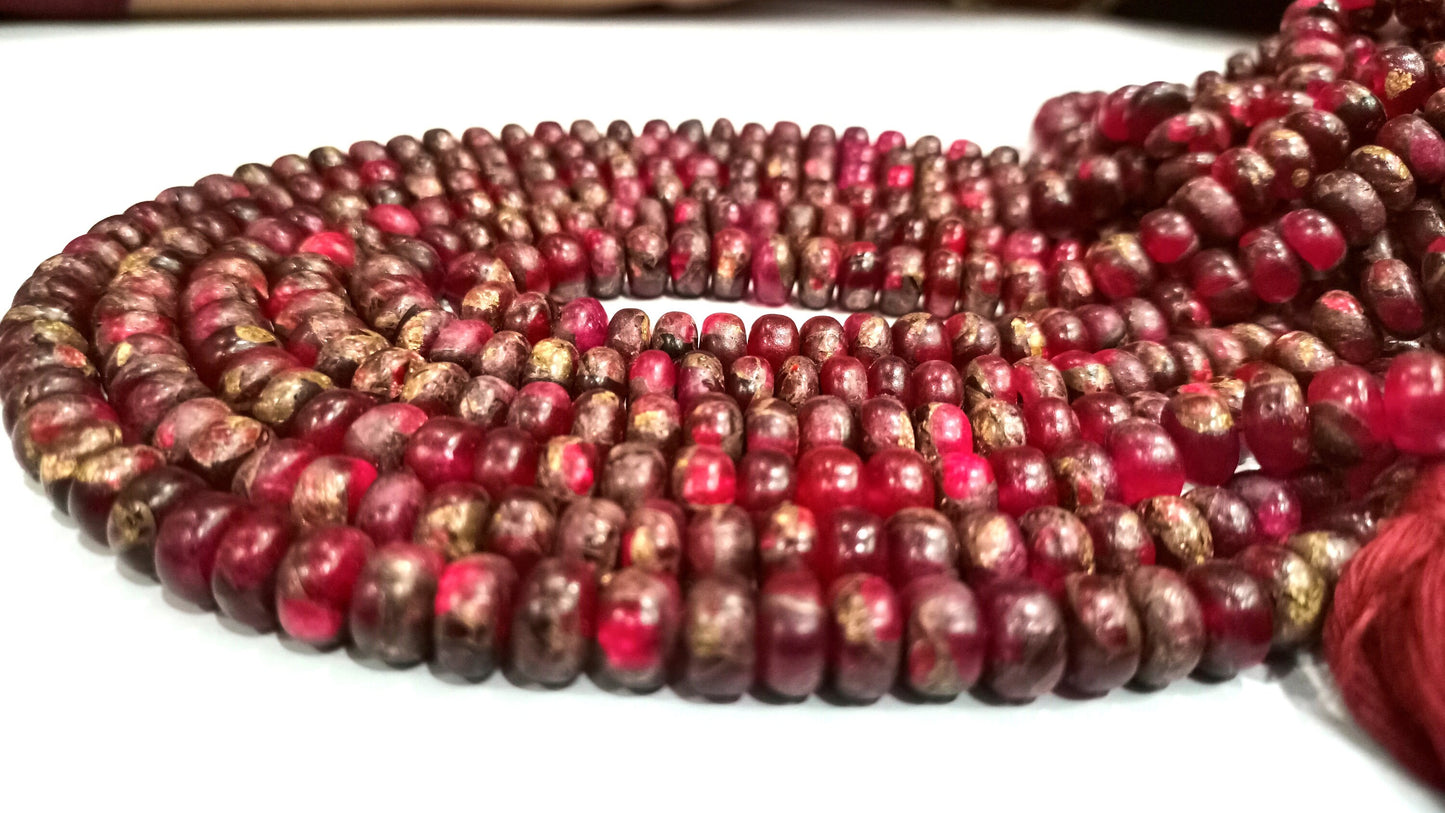 Natural Pink Copper Turquoise Rondelle Plain Smooth Size 8mm Gemstone Beads Sold Per Strand 8  Inches Long Best Quality Beads