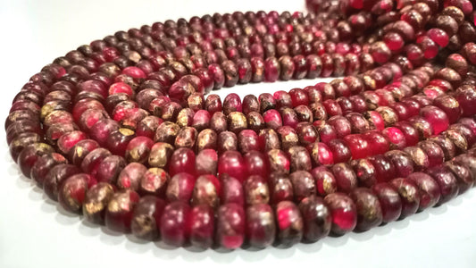 Natural Pink Copper Turquoise Rondelle Plain Smooth Size 8mm Gemstone Beads Sold Per Strand 8  Inches Long Best Quality Beads