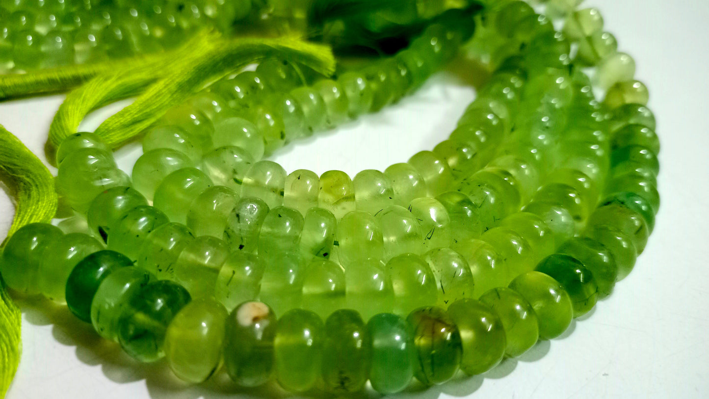 Natural Prehnite Gemstone Rondelle Plain Smooth 8mm Beads Sold per Strand 8 Inches long Great Quality  Gemstone beads