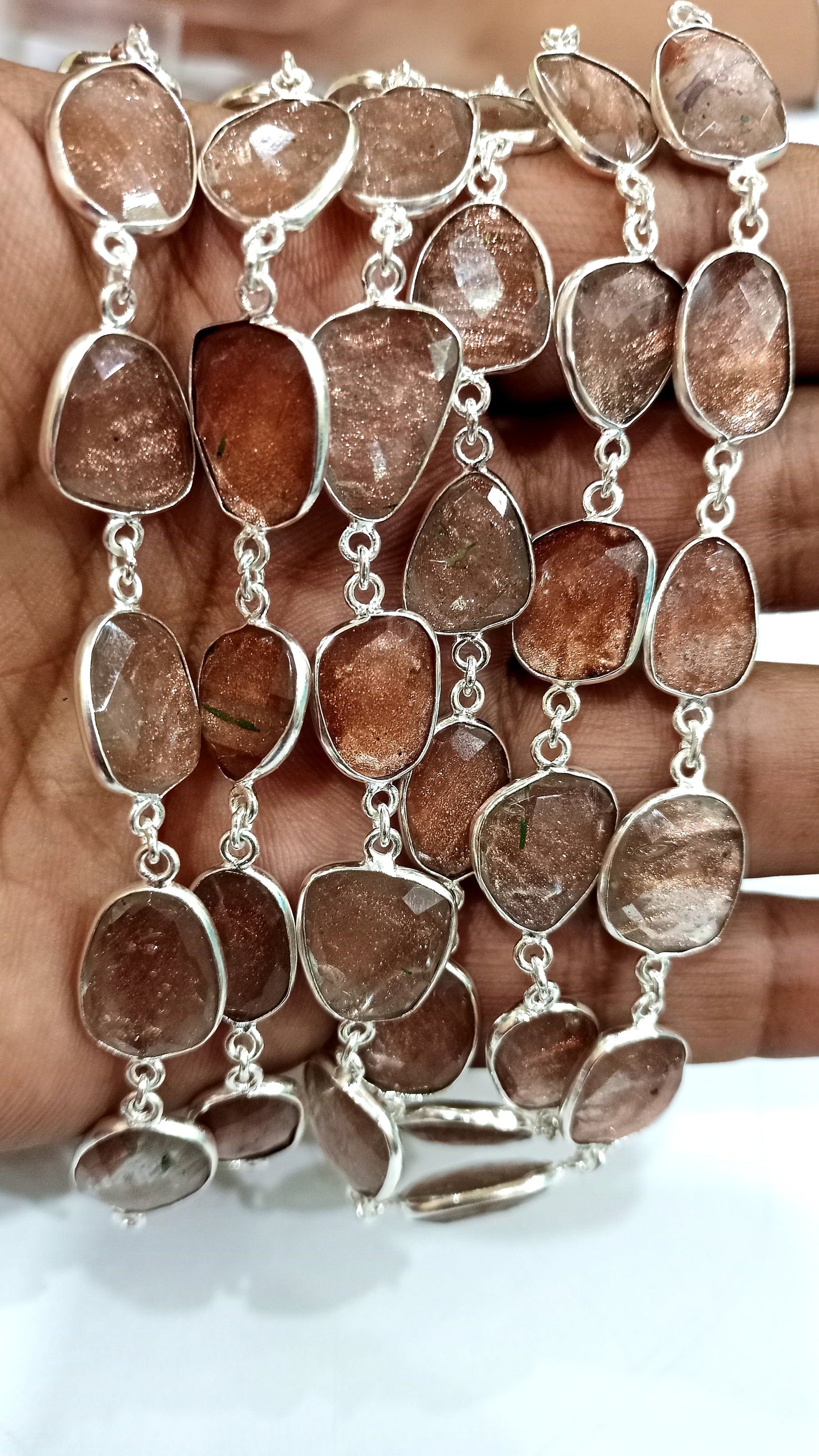 Golden Sandstone Briolette Free Shape 12 to 15mm Bezel Connector sold Per foot Great Quality Chain