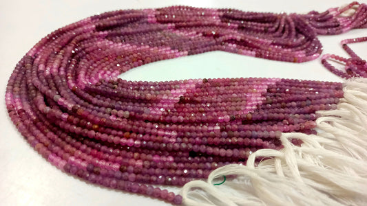 Natural Pink Sapphire Shaded Round 3mm Beads Sold Per Strand 13 inches Long Great Quality Jewelry making Beads