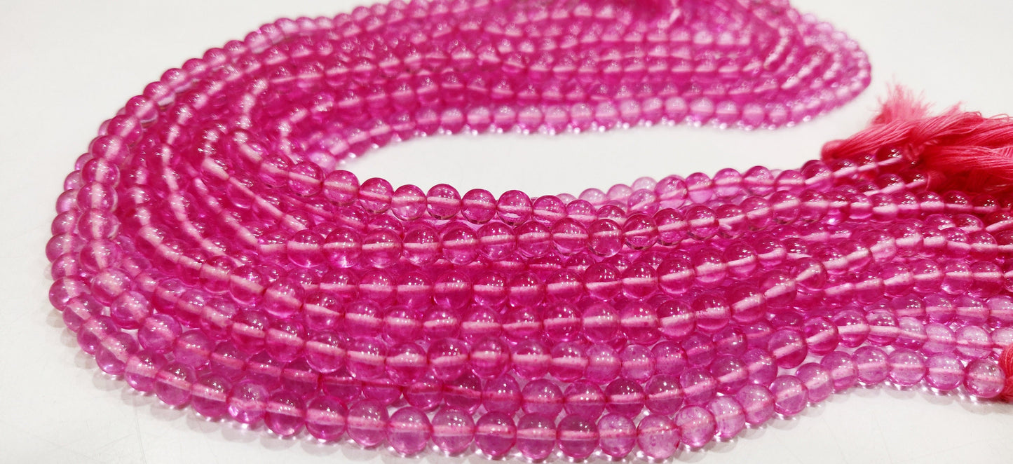 Natural Topaz Pink Color Round Ball Shape Plain Smooth 6mm Beads Sold Per Strand 13 Inches Long Best Quality Beads