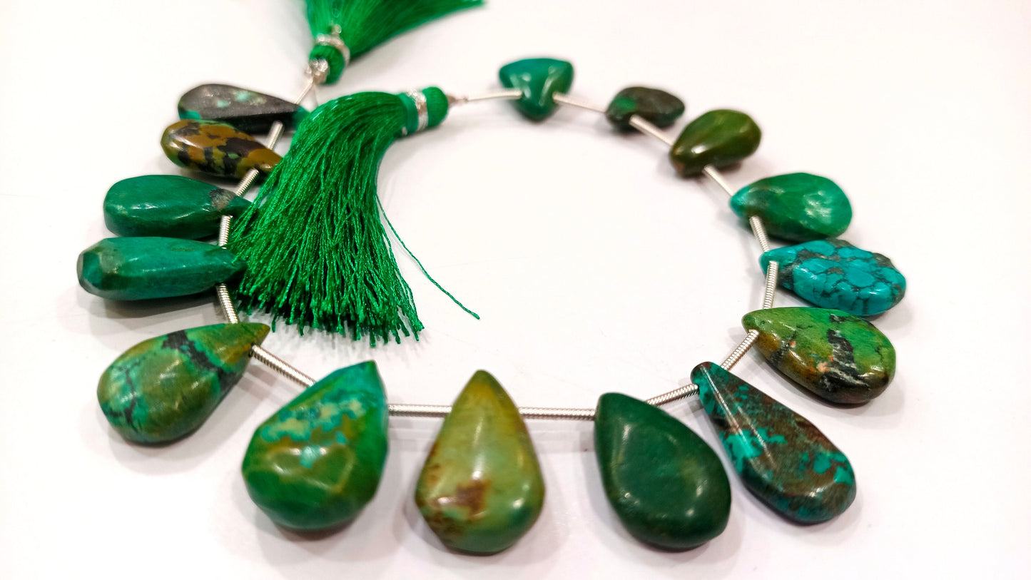 Natural Tibetan Turquoise Pear Heart Shape Plain  smooth 15 to 18 mm Beads Sold Per strand 8 inches long Best quality beads
