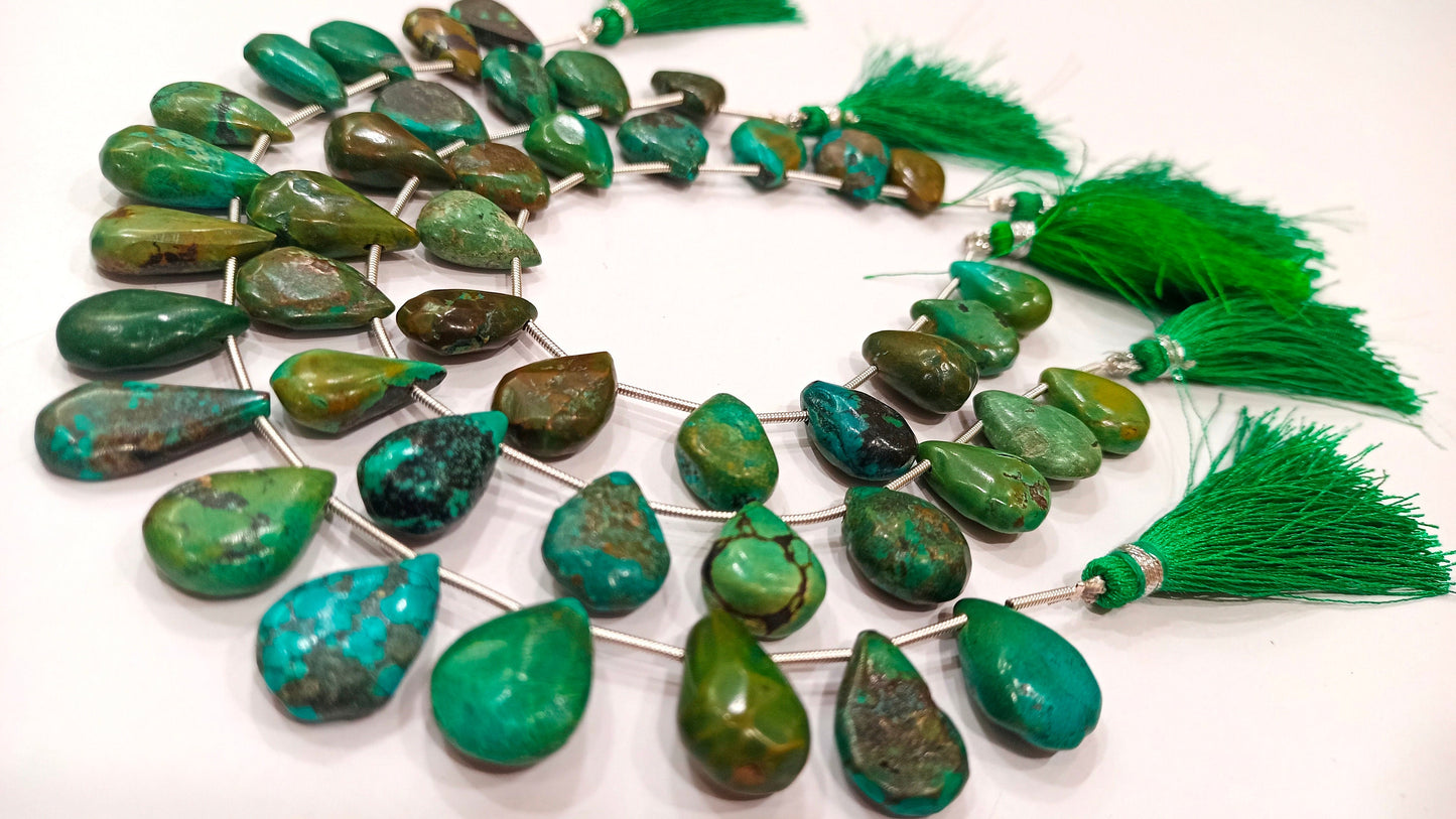 Natural Tibetan Turquoise Pear Heart Shape Plain  smooth 15 to 18 mm Beads Sold Per strand 8 inches long Best quality beads