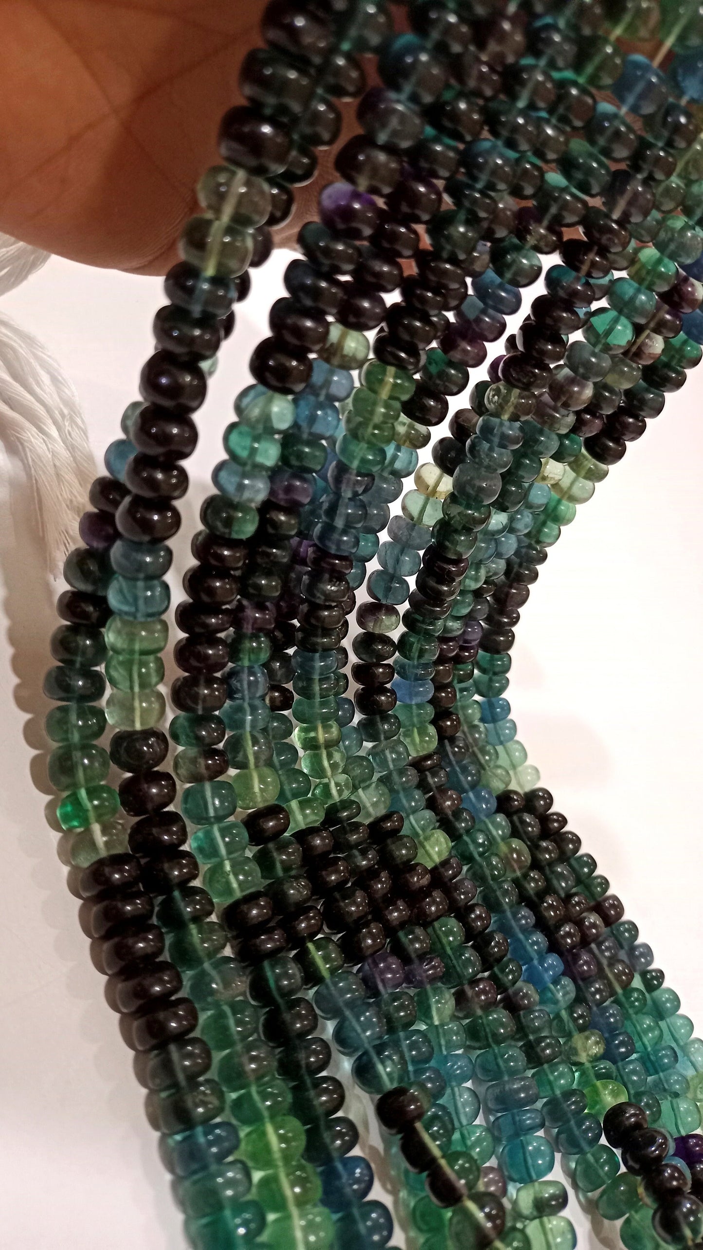 Natural Multi Fluorite Gemstone Rondelle  Plain Smooth 8 mm Beads Sold Per Strand 8 Inches Long Great Quality Beads