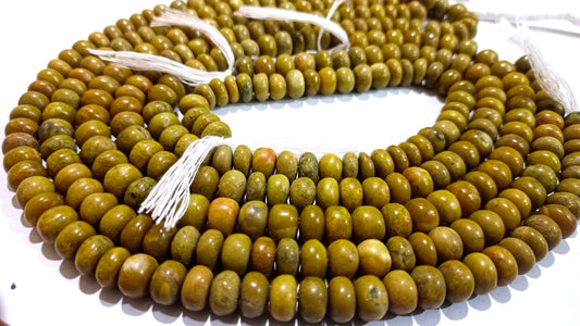 Natural Green Opal Gemstone Rondelle Plain Smooth 8mm Green Color Beads Strands 7 Inches Long Geart Quality Beads