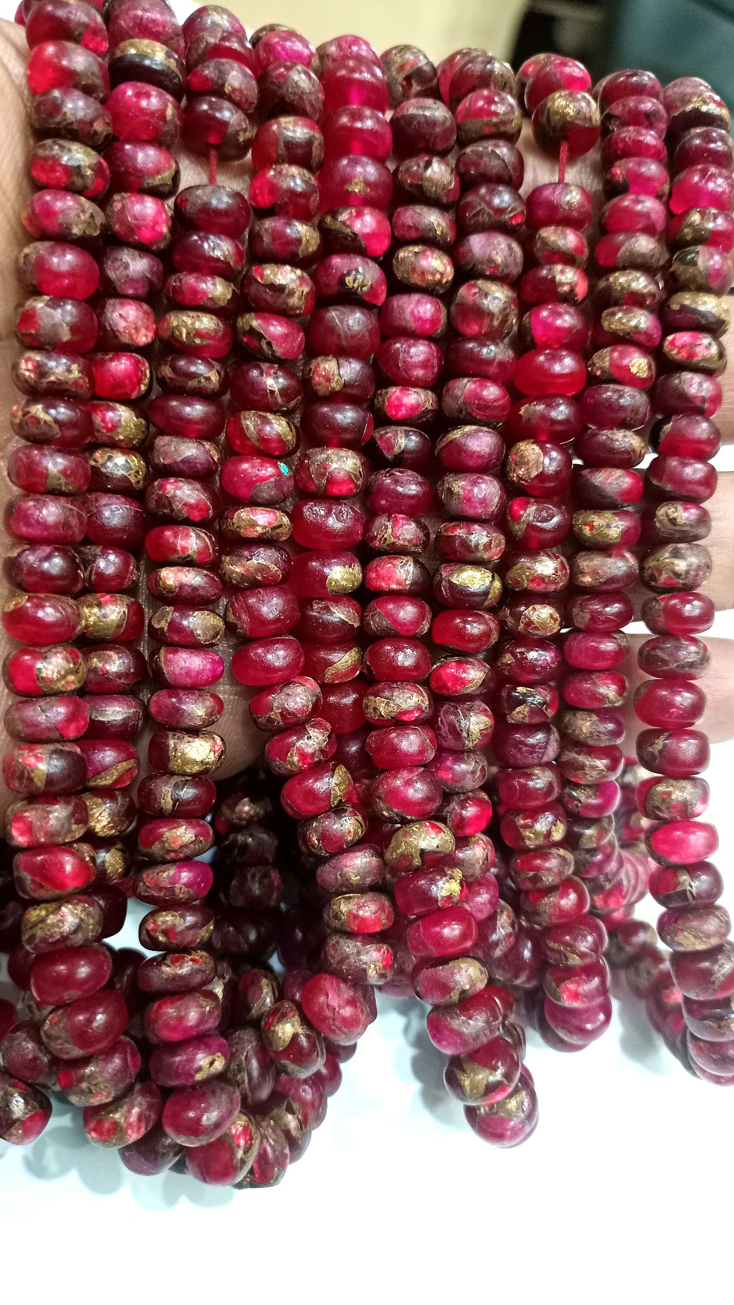 Natural Pink Copper Turquoise Rondelle Plain Smooth Size 8mm Gemstone Beads Sold Per Strand 8  Inches Long Best Quality Beads