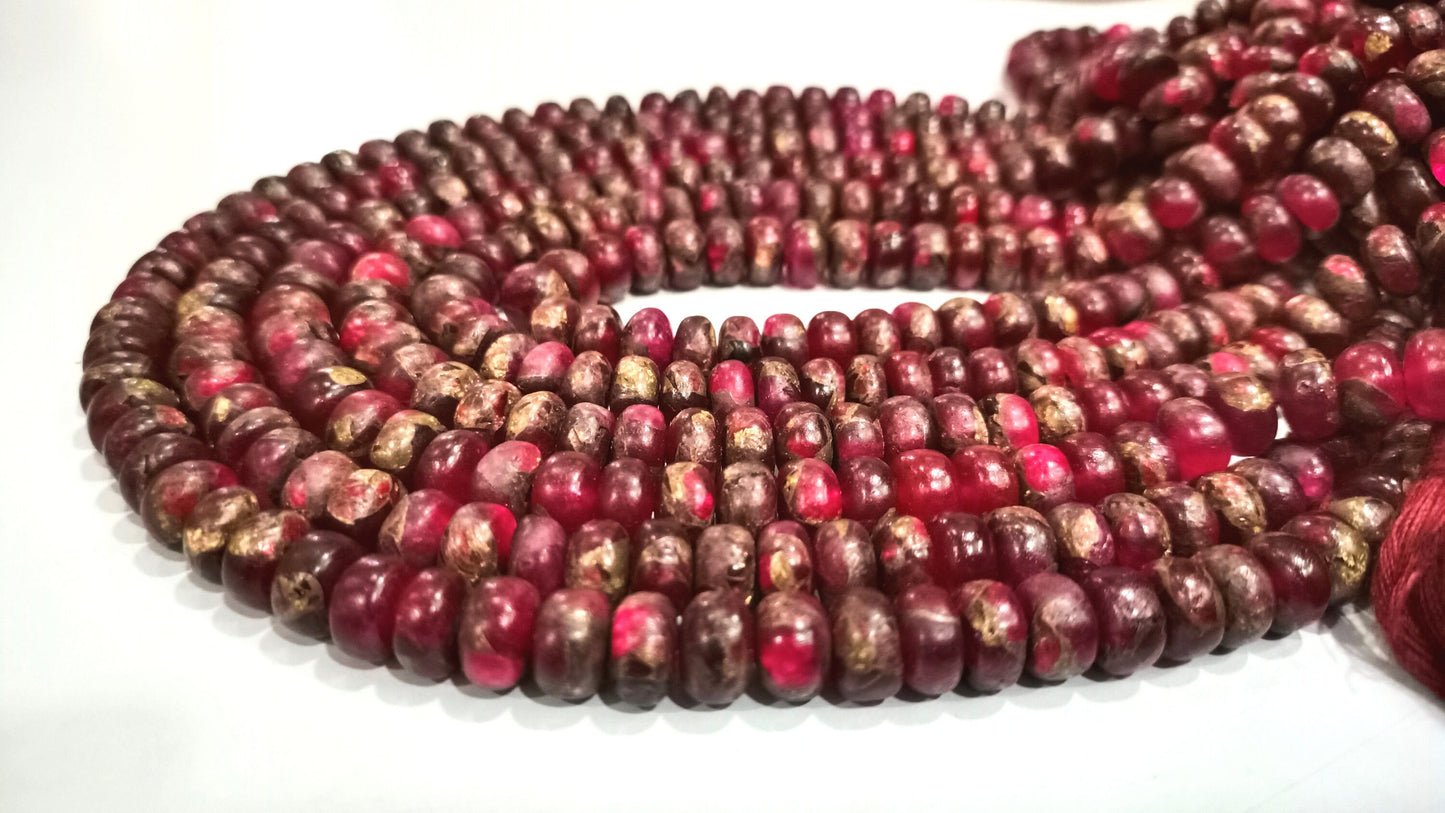 Natural Pink Copper Turquoise Rondelle Plain Smooth Size 8mm Gemstone Beads Sold Per Strand 8  Inches Long Best Quality Beads