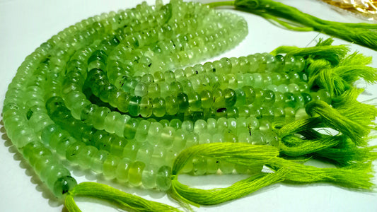 Natural Prehnite Gemstone Rondelle Plain Smooth 8mm Beads Sold per Strand 8 Inches long Great Quality  Gemstone beads
