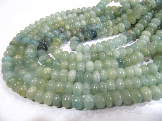 Natural Blue Aquamarine Rondelle Plain Smooth 8mm Gemstone Beads Sold Per Strand 8 Inches Long Great Quality Beads