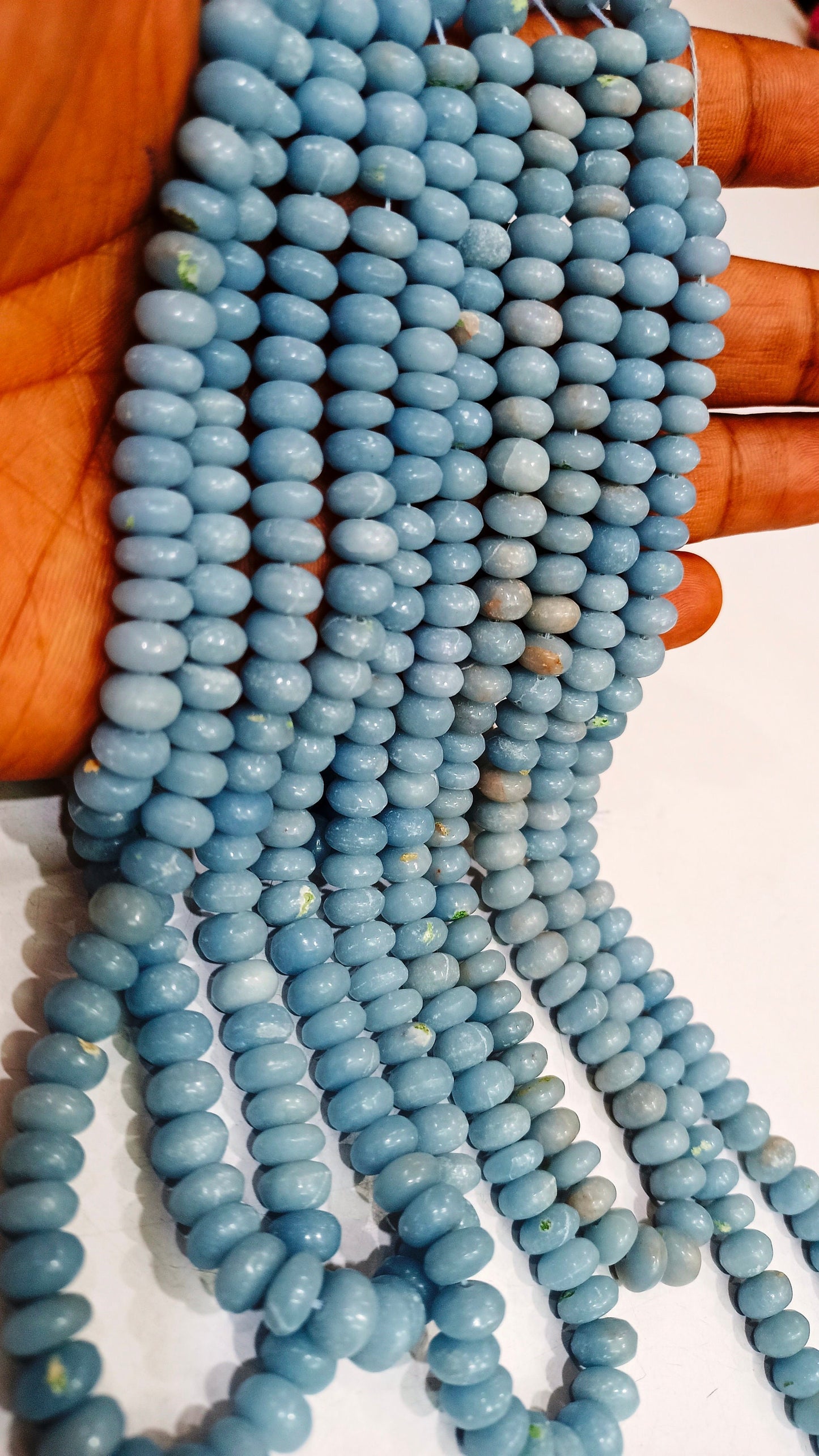 Natural Angelite Rondelle Plain Smooth 8mm Gemstone Beads Sold Per Strand 8 Inches Long Great Quality Beads