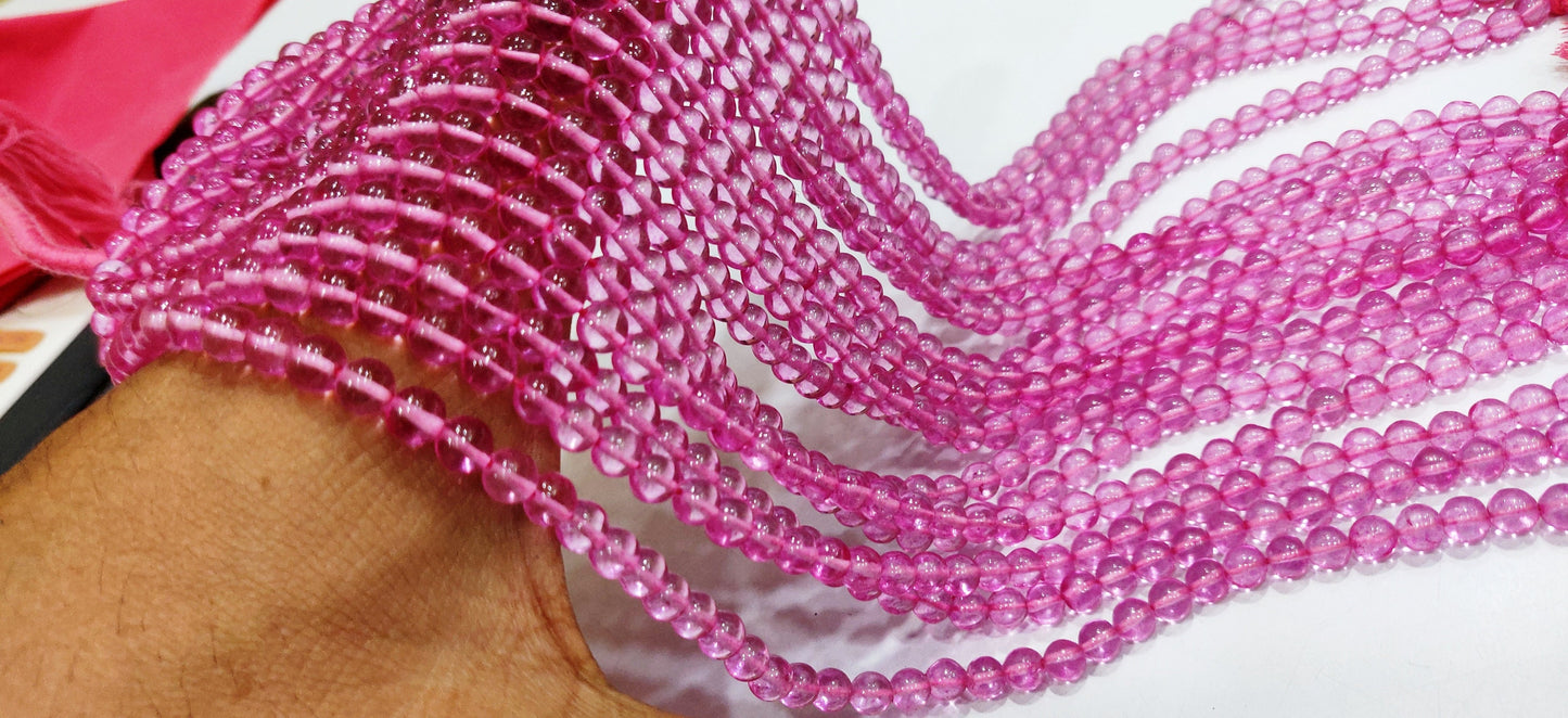 Natural Topaz Pink Color Round Ball Shape Plain Smooth 6mm Beads Sold Per Strand 13 Inches Long Best Quality Beads