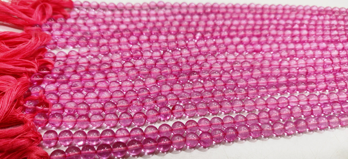 Natural Topaz Pink Color Round Ball Shape Plain Smooth 6mm Beads Sold Per Strand 13 Inches Long Best Quality Beads