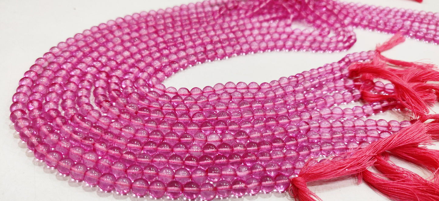 Natural Topaz Pink Color Round Ball Shape Plain Smooth 6mm Beads Sold Per Strand 13 Inches Long Best Quality Beads