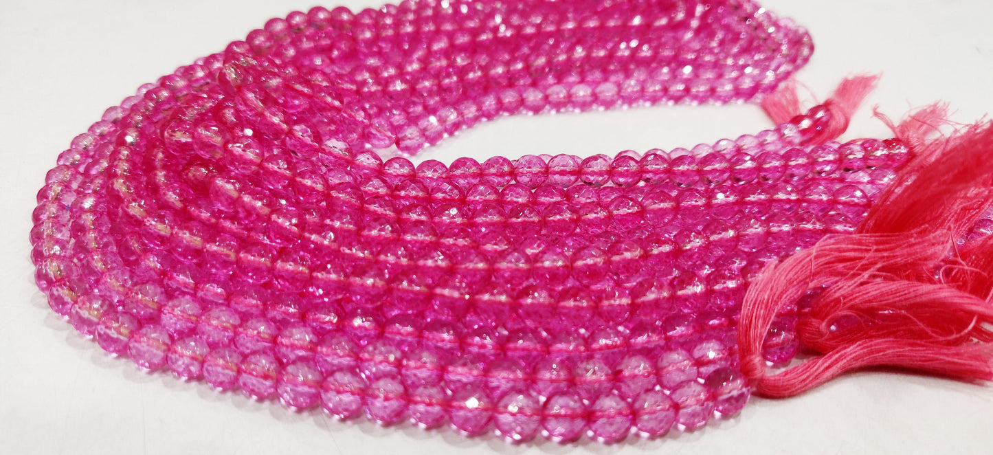 Natural Topaz Pink Color Round Ball Shape Faceted 6mm Beads Sold Per Strand 13 Inches Long Best Quality Beads