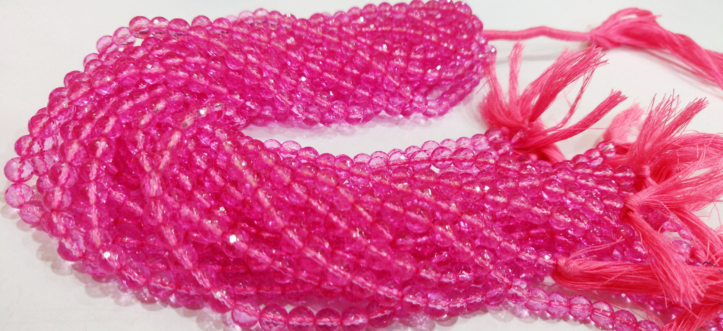 Natural Topaz Pink Color Round Ball Shape Faceted 6mm Beads Sold Per Strand 13 Inches Long Best Quality Beads